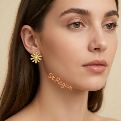 Cubic Zirconia & 18K Gold-Plated Snowflake Stud Earrings