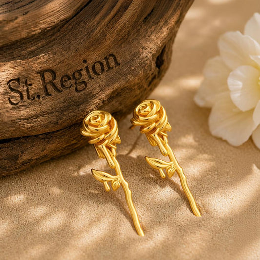 18K Gold-Plated Rose Drop Earrings