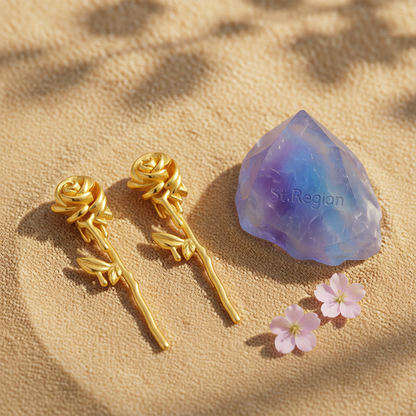 18K Gold-Plated Rose Drop Earrings