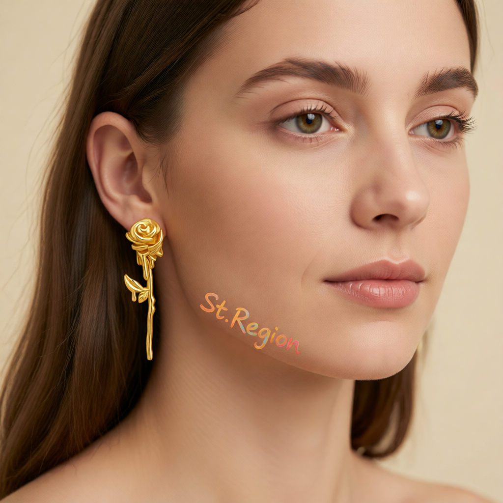 18K Gold-Plated Rose Drop Earrings
