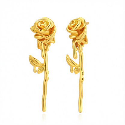18K Gold-Plated Rose Drop Earrings