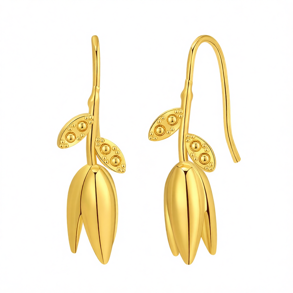18K Gold-Plated Rose Drop Earrings