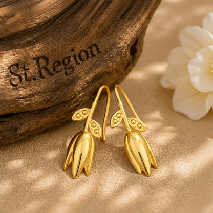 18K Gold-Plated Rose Drop Earrings