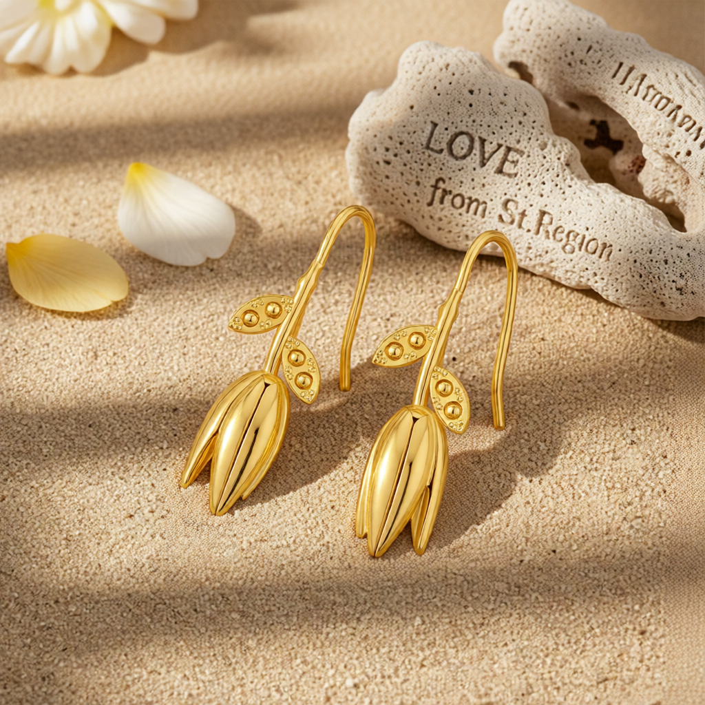 18K Gold-Plated Rose Drop Earrings