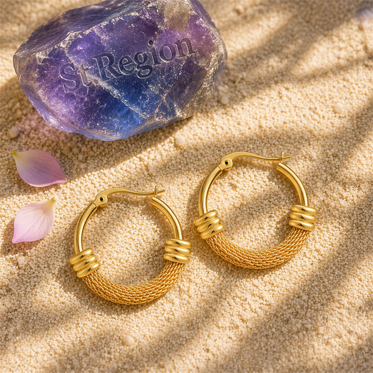 18K Gold-Plated Textured Huggie Earrings