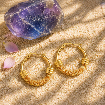 18K Gold-Plated Textured Huggie Earrings