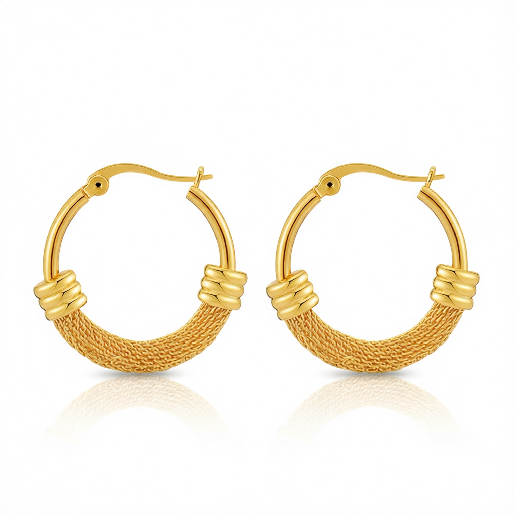18K Gold-Plated Textured Huggie Earrings