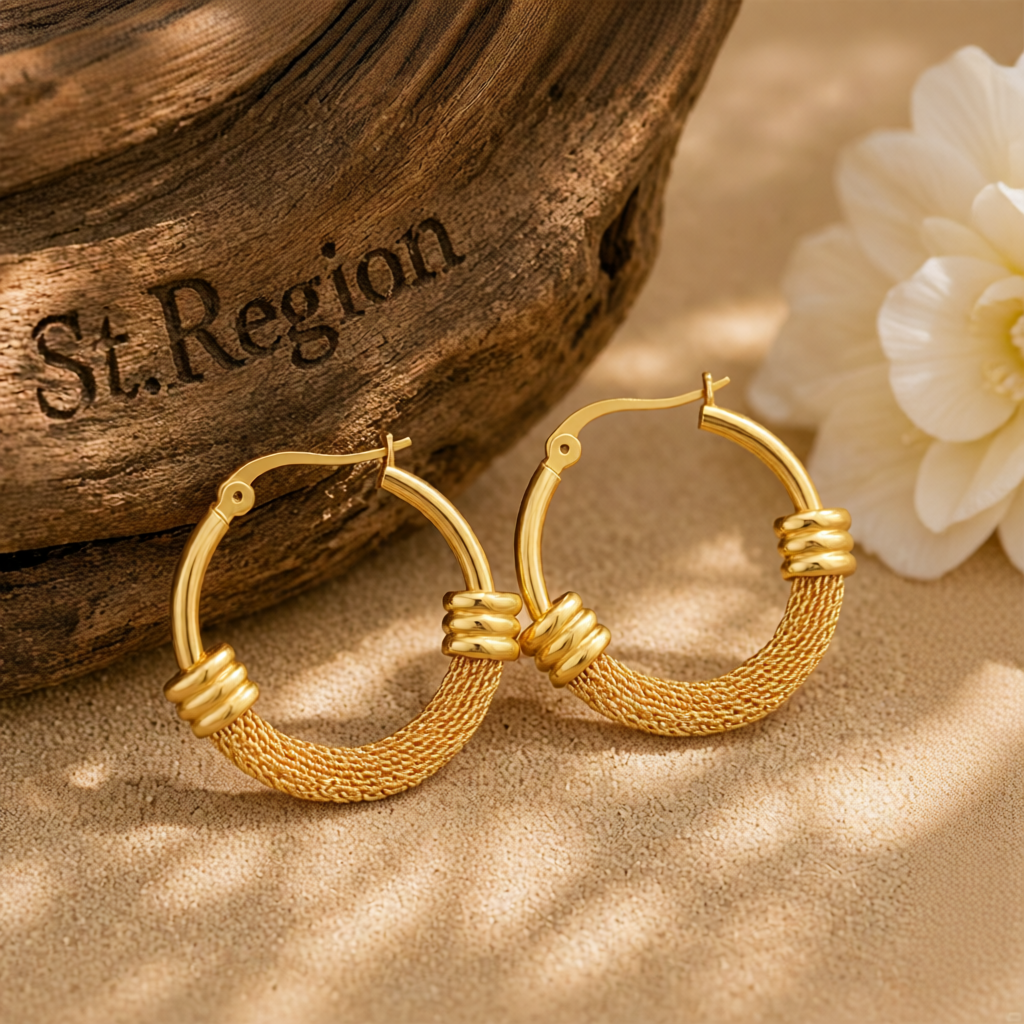 18K Gold-Plated Textured Huggie Earrings