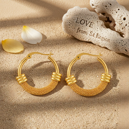 18K Gold-Plated Textured Huggie Earrings