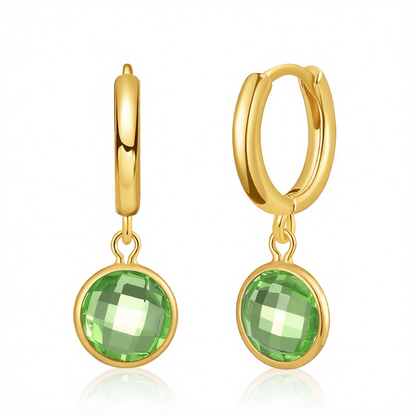 Light Green Crystal & 18K Gold-Plated Round Huggie Earrings