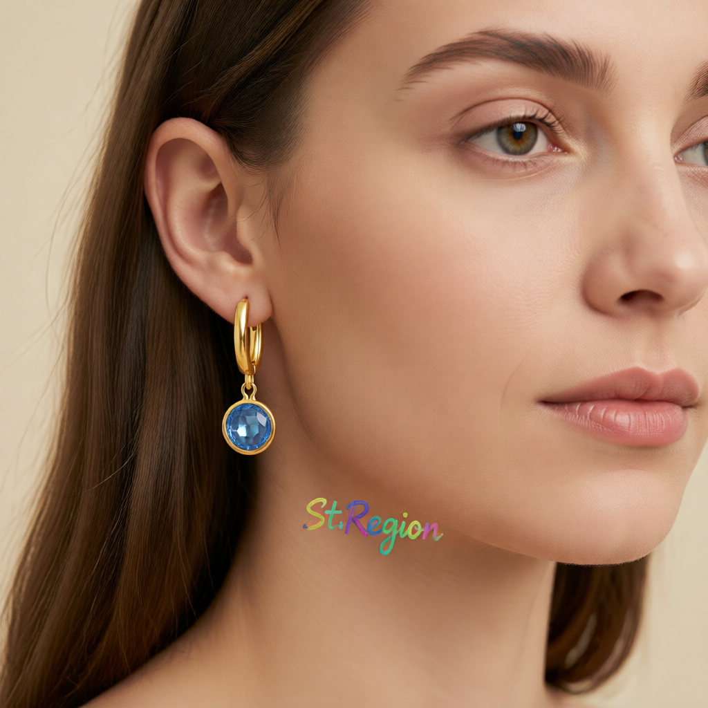 Purple Crystal & 18K Gold-Plated Round Huggie Earrings