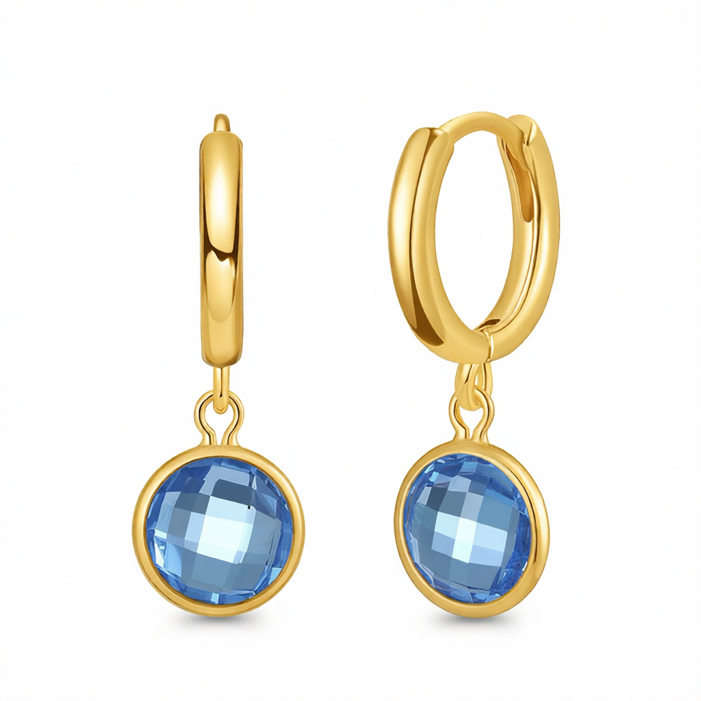 Purple Crystal & 18K Gold-Plated Round Huggie Earrings