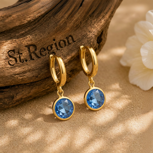 Purple Crystal & 18K Gold-Plated Round Huggie Earrings