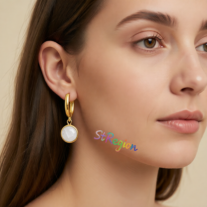 White Crystal & 18K Gold-Plated Round Huggie Earrings
