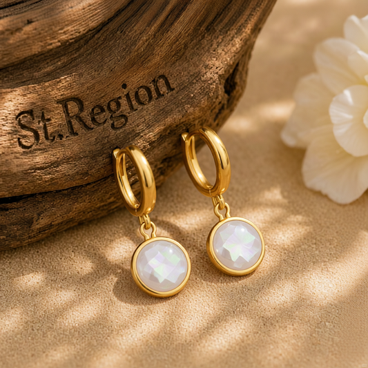 White Crystal & 18K Gold-Plated Round Huggie Earrings