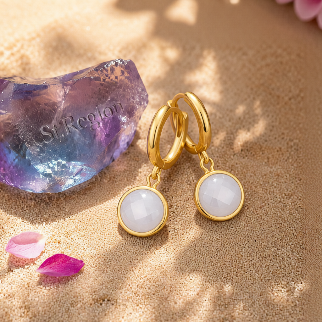 White Crystal & 18K Gold-Plated Round Huggie Earrings