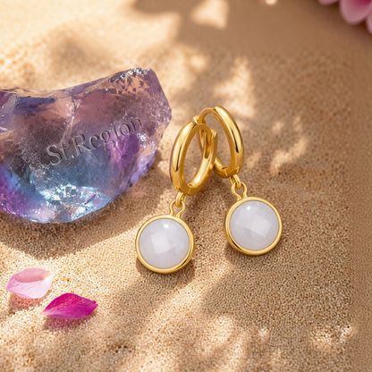 White Crystal & 18K Gold-Plated Round Huggie Earrings