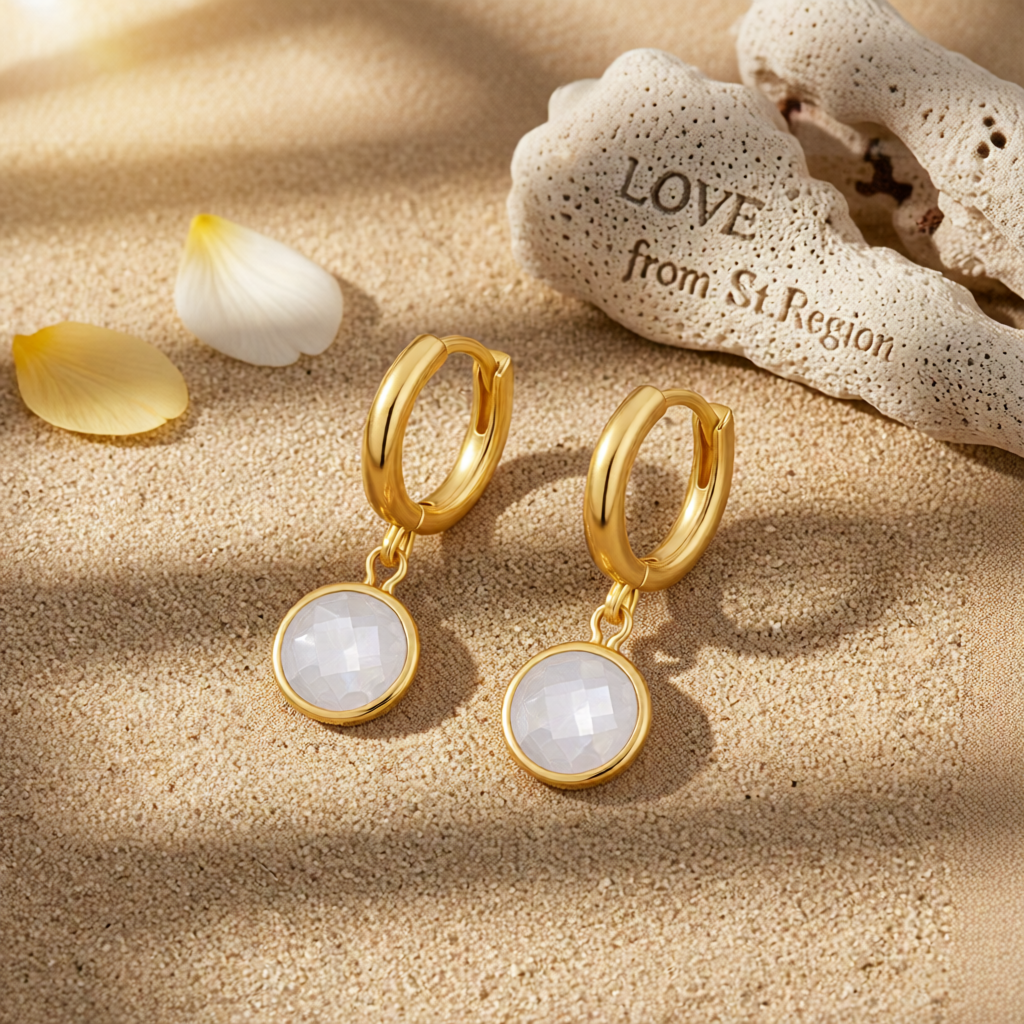 White Crystal & 18K Gold-Plated Round Huggie Earrings