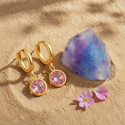 Pink Crystal & 18K Gold-Plated Round Huggie Earrings