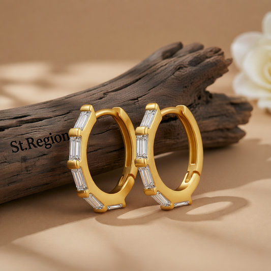 Crystal & 18K Gold-Plated Huggie Earrings