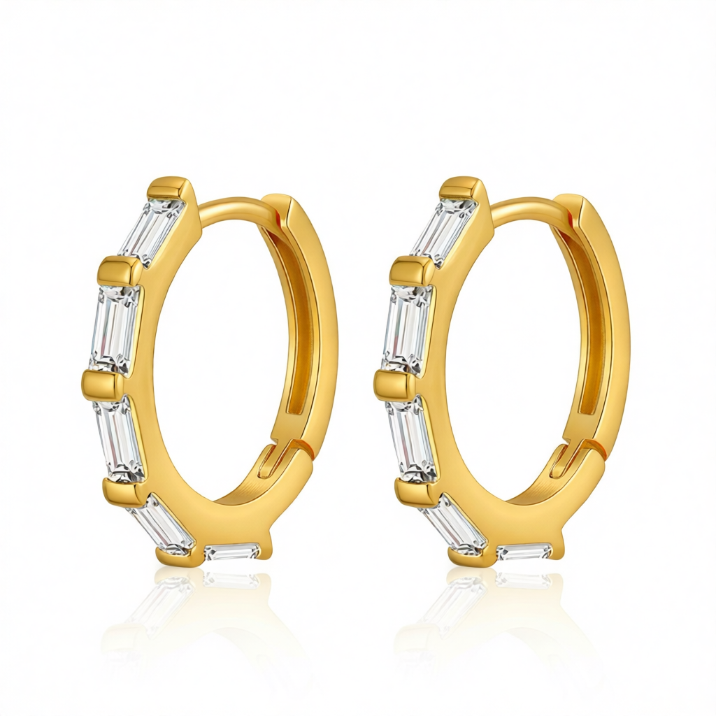 Crystal & 18K Gold-Plated Huggie Earrings