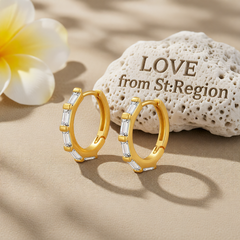 Crystal & 18K Gold-Plated Huggie Earrings