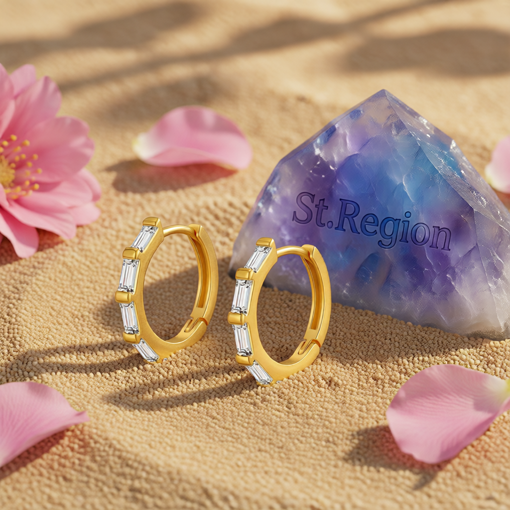 Crystal & 18K Gold-Plated Huggie Earrings