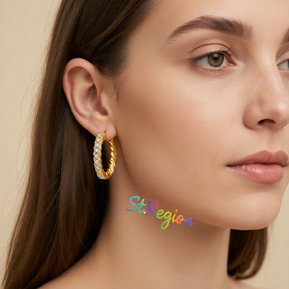 Clear Cubic Zirconia & 18K Gold-Plated Twine Huggie Earrings