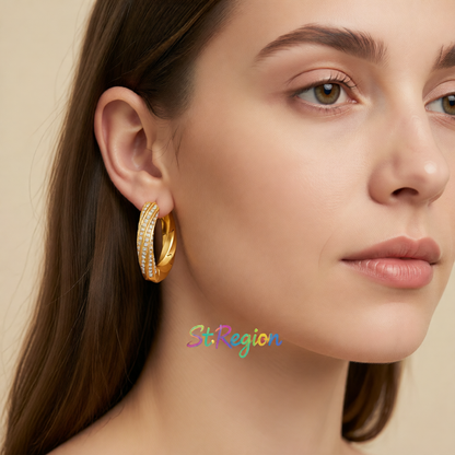 Cubic Zirconia & 18K Gold-Plated Twisted Huggie Earrings