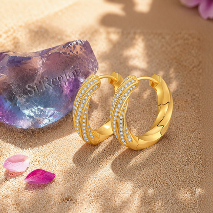 Cubic Zirconia & 18K Gold-Plated Twisted Huggie Earrings
