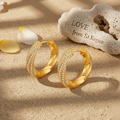 Cubic Zirconia & 18K Gold-Plated Twisted Huggie Earrings