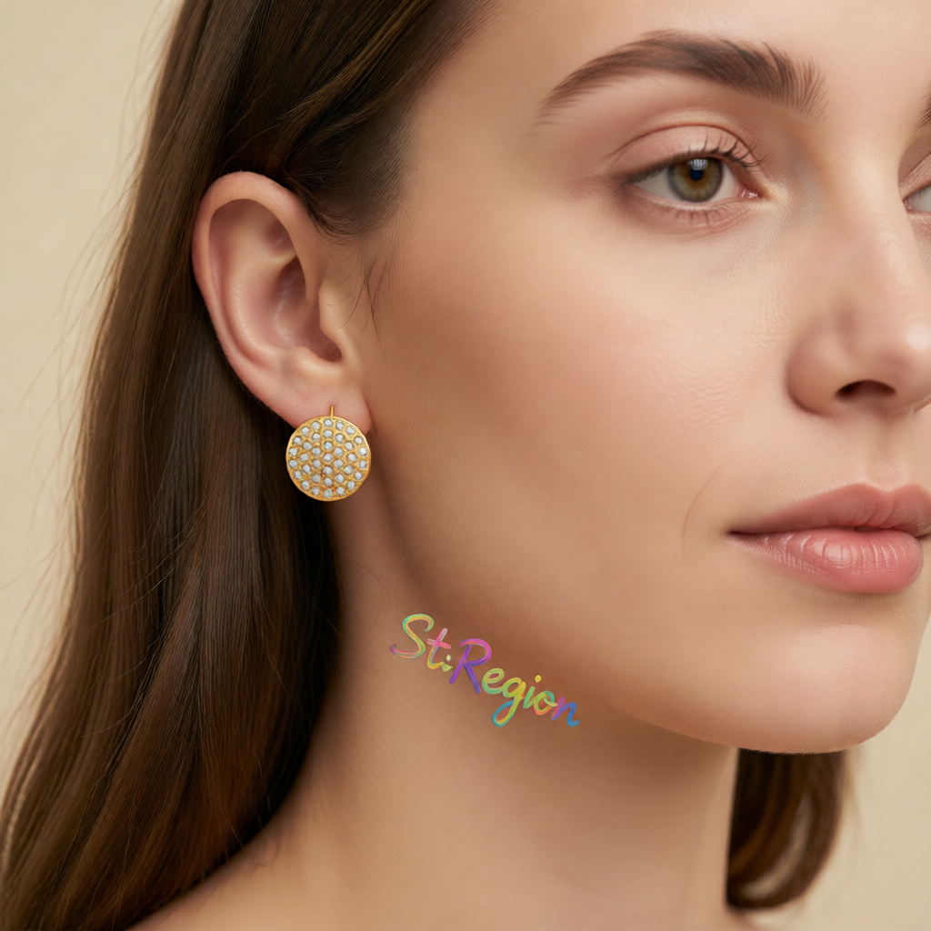 Cubic Zirconia & 18K Gold-Plated Round Stud Earrings