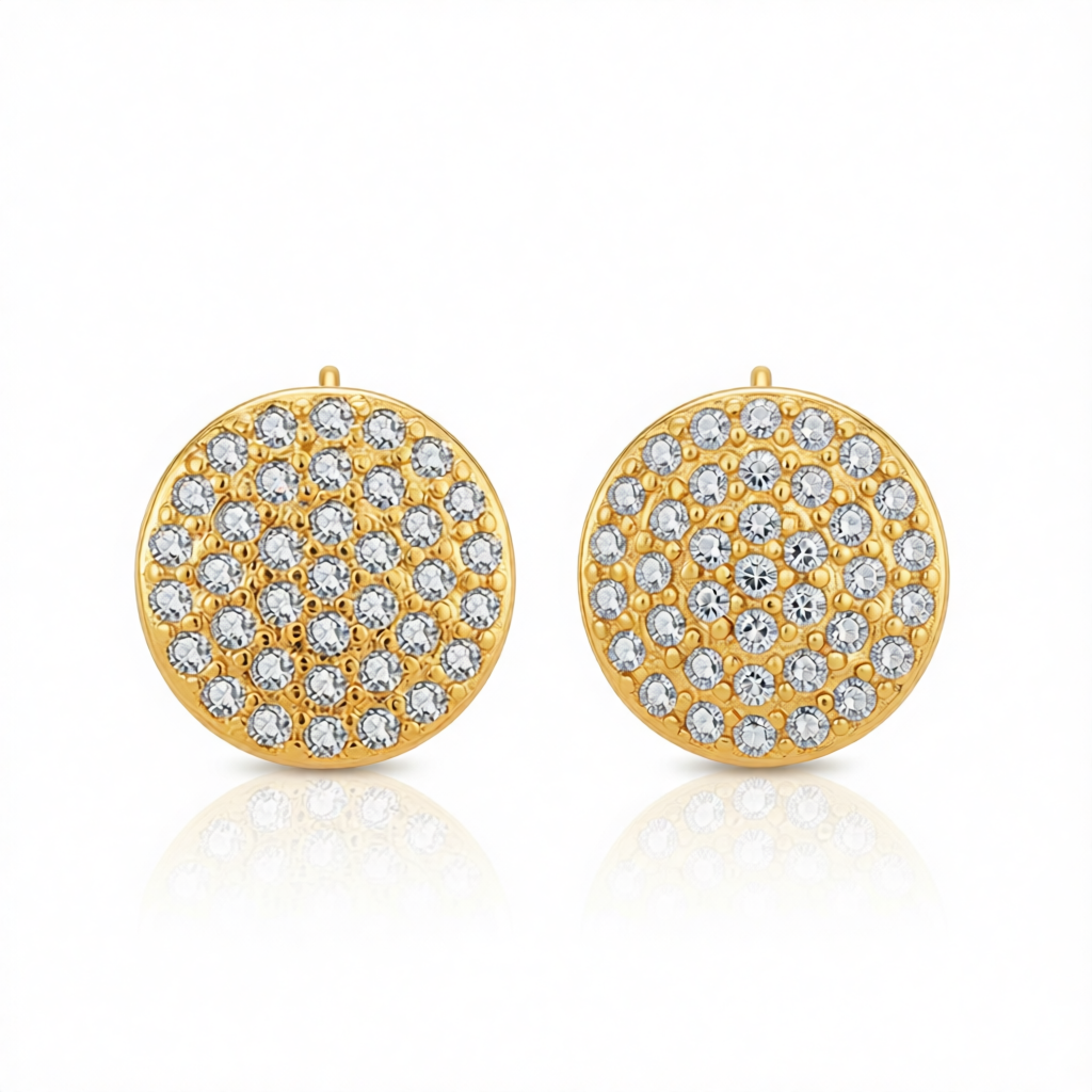 Cubic Zirconia & 18K Gold-Plated Round Stud Earrings