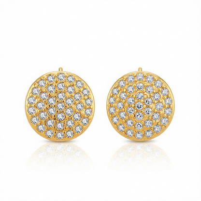 Cubic Zirconia & 18K Gold-Plated Round Stud Earrings