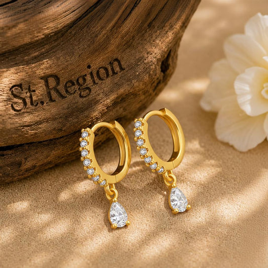 Crystal & Cubic Zirconia Drop Huggie Earrings