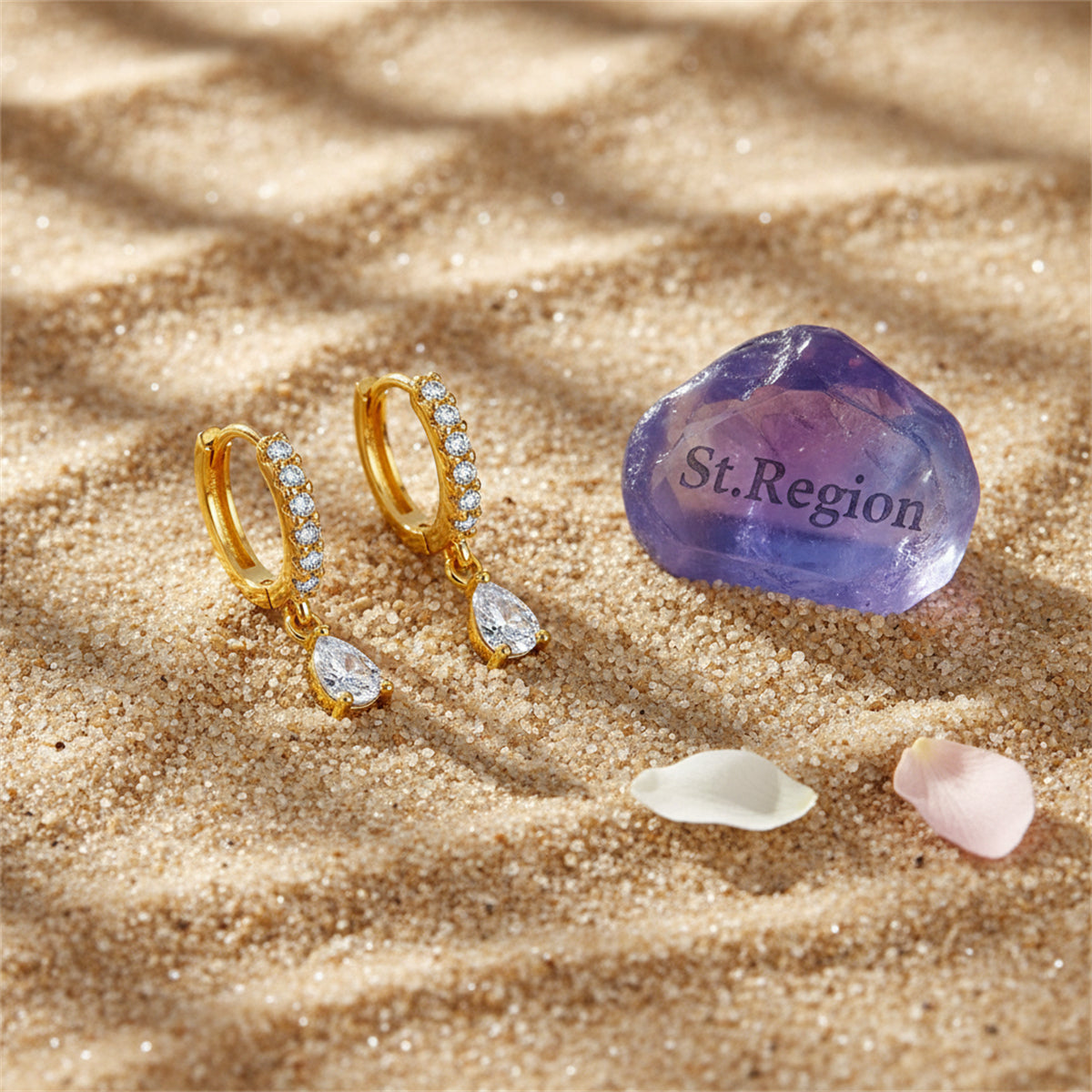 Crystal & Cubic Zirconia Drop Huggie Earrings