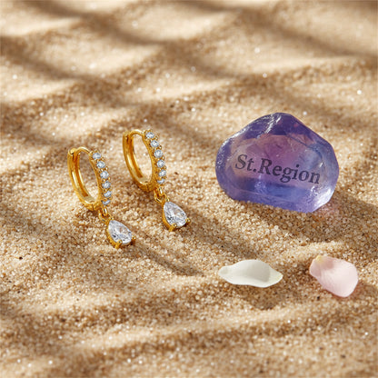 Crystal & Cubic Zirconia Drop Huggie Earrings