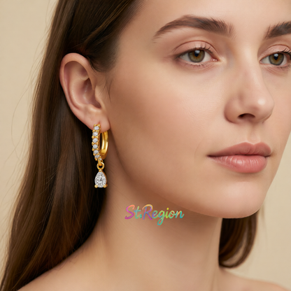 Crystal & Cubic Zirconia Drop Huggie Earrings