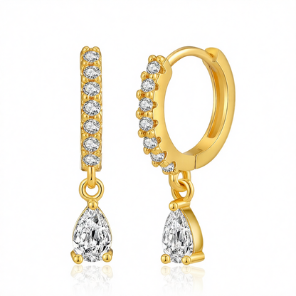 Crystal & Cubic Zirconia Drop Huggie Earrings