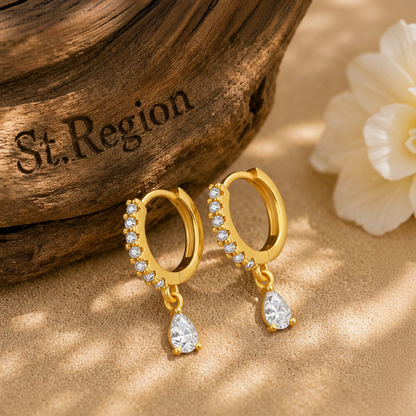 Crystal & Cubic Zirconia Drop Huggie Earrings