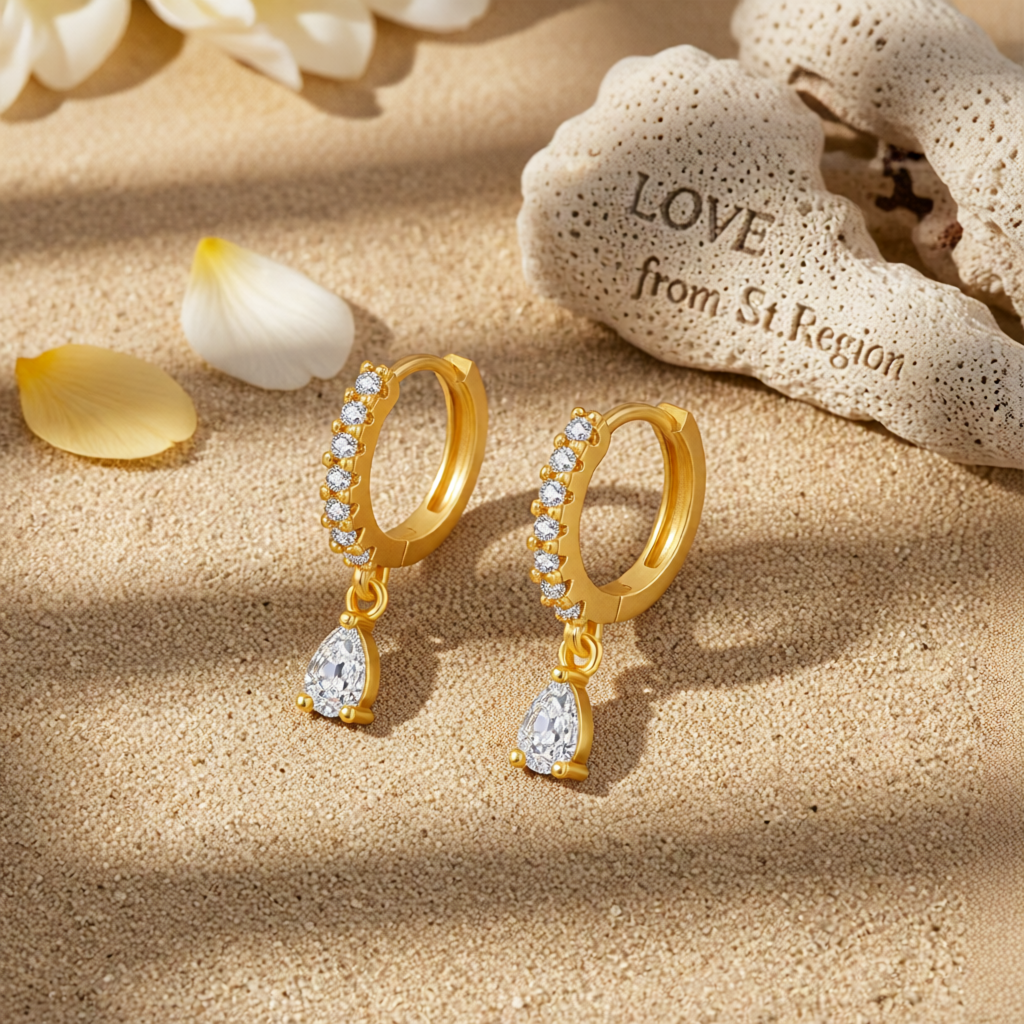 Crystal & Cubic Zirconia Drop Huggie Earrings