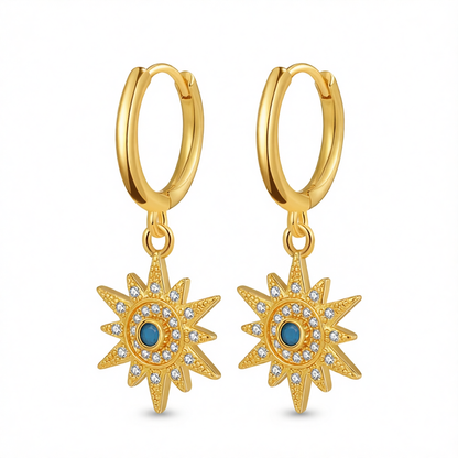 Cubic Zirconia & Resin 18K Gold-Plated Sun Huggie Earrings
