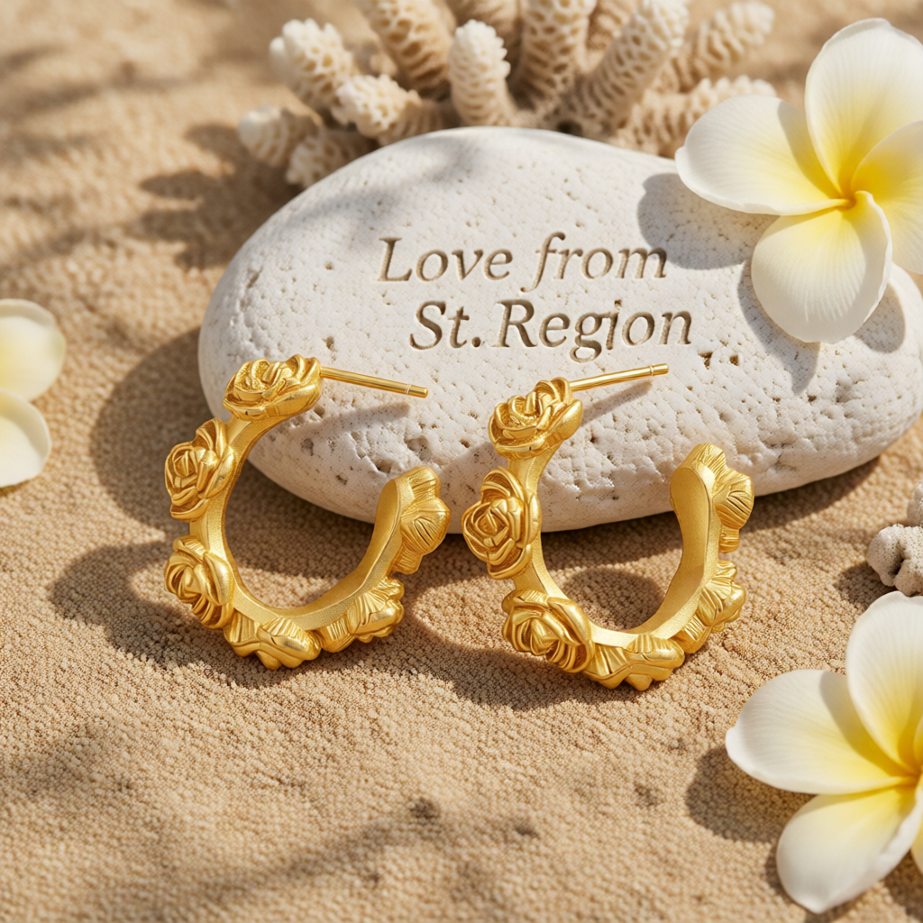 18K Gold-Plated Rose Huggie Earrings