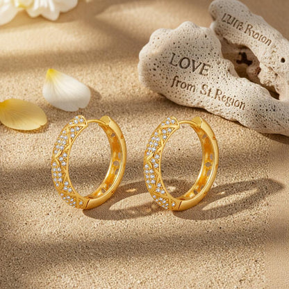 Cubic Zirconia and 18K Gold-Plated Huggie Earring, gold hoop earrings for women, elegant gift for her, lifestyle look