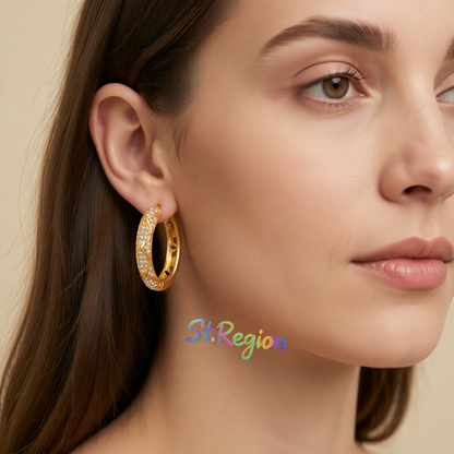 Cubic Zirconia & 18K Gold-Plated Huggie Earring