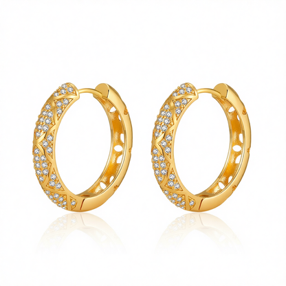 Cubic Zirconia & 18K Gold-Plated Huggie Earring