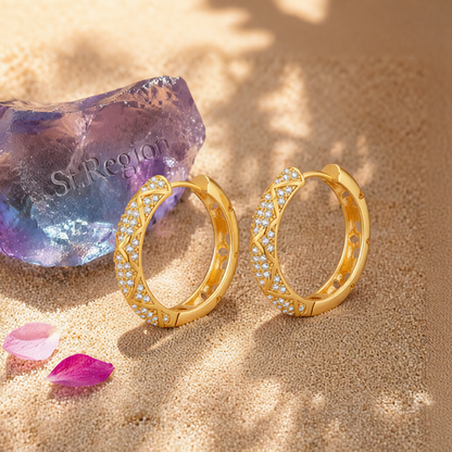 Cubic Zirconia & 18K Gold-Plated Huggie Earring