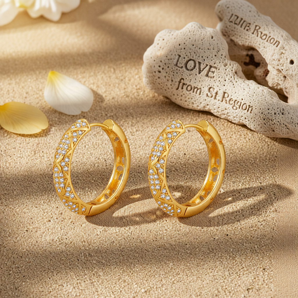 Cubic Zirconia & 18K Gold-Plated Huggie Earring