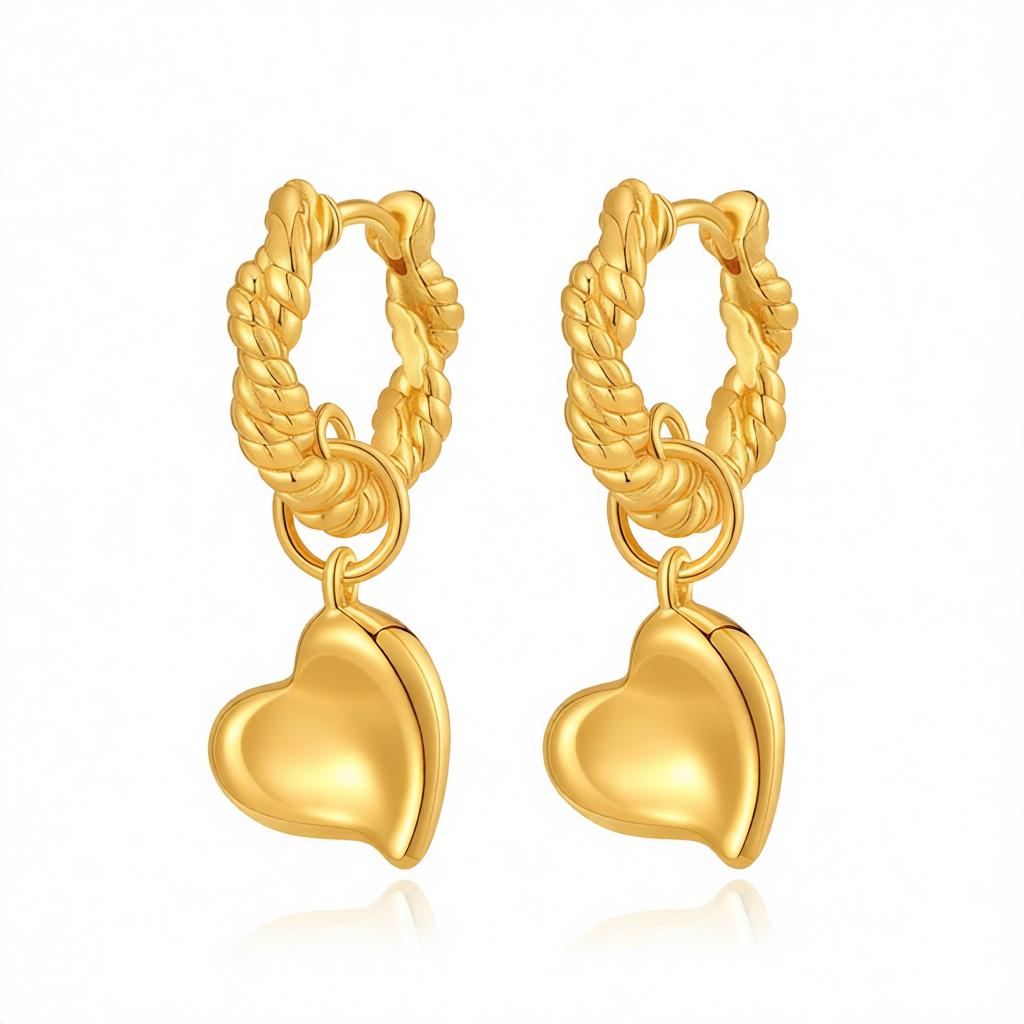 18K Gold-Plated Heart Huggie Earrings