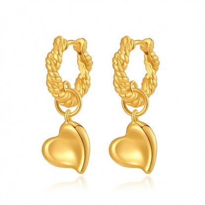 18K Gold-Plated Heart Huggie Earrings